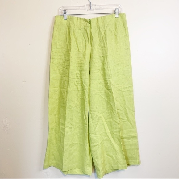 EVELYN & ARTHUR Green Wide Leg Cropped Linen Pants - Picture 1 of 5